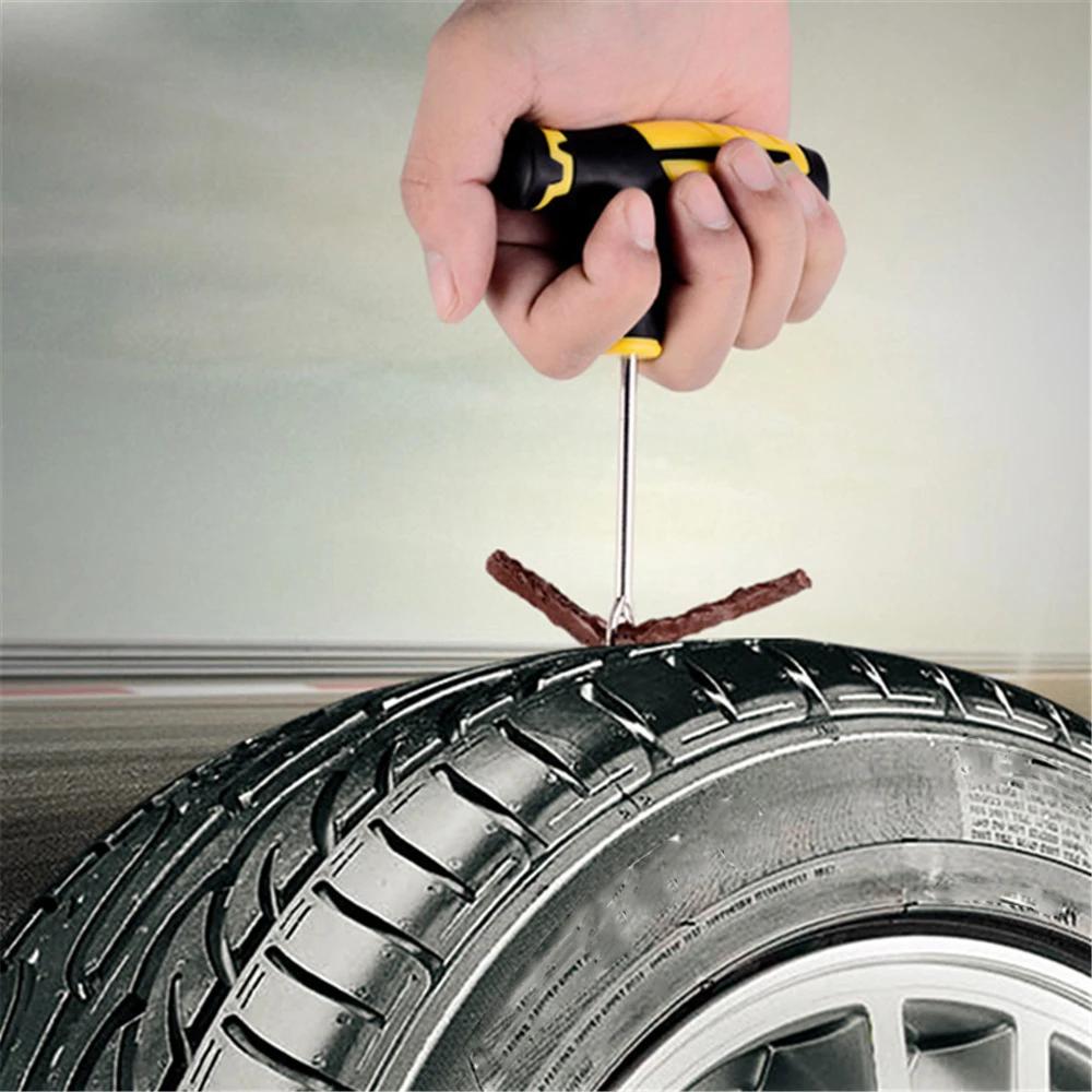 Car Tire Repair Tool Tire Repair Kit Studding Tool Set Auto Bike Tubeless Tire Tyre Puncture Plug Garage Tools with Rubber Strip