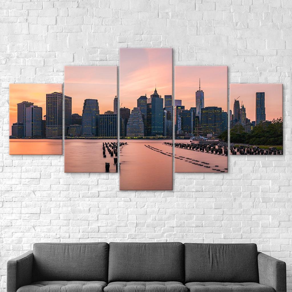 Toronto City Skyline Trillium Park 5 Piece Five Panel Wall Canvas Print Modern Art Poster Picture Home Decor Gift For Him For Her