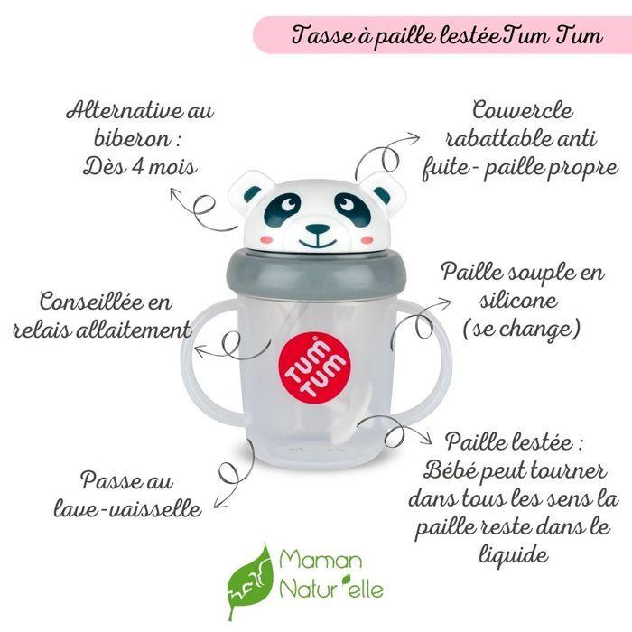 Tasse d'apprentissage - tasse anti fuite + paille lestée panda - v3 - tumtum