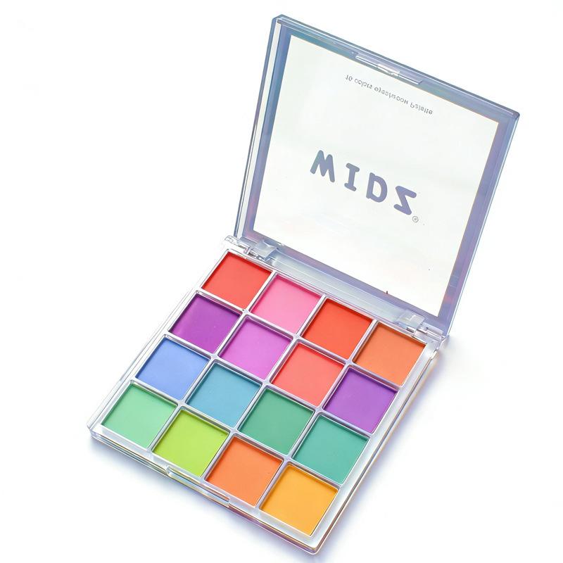 Fairy 16-Color Eyeshadow Palette: Creative Shimmer & Matte Makeup, European & American Style, Blue Dazzling Shades.
