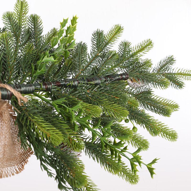 60Cm Christmas Wall Hanging Simulation Christmas Tree Window Door Wall Hanging Wreath Rattan Half Side Tree Wall Pendant