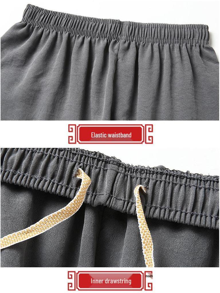 Men's Chinese Style Tang Suit Grandpa Shirt & Pants Set - Ethnic Hanfu for Middle-Aged & Elderly