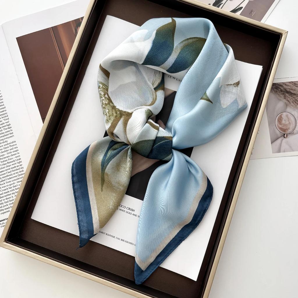 New Vintage Paisley Print Shawl Square Scarf for Women Soft Satin Neckerchief Female Hair Bands Ribbon Headband Bandana