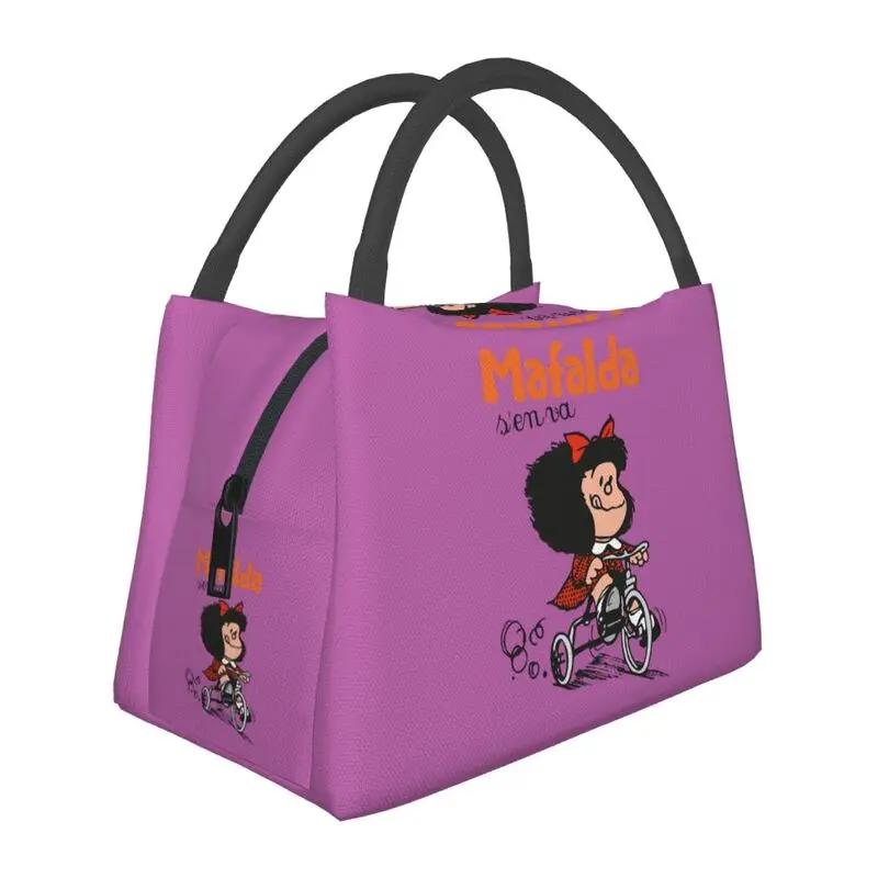 Custom Vintage Mafalda Manga Insulated Lunch Bags for Quino Comic Cartoon Thermal Cooler Bento Box Office Picnic Travel