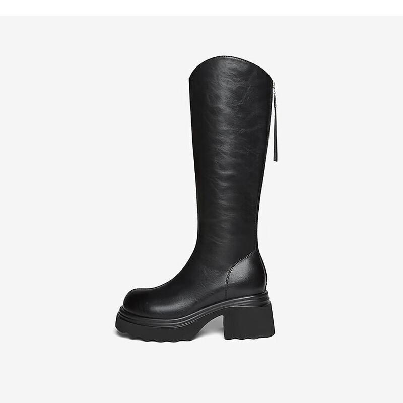 BASTO Women's Winter Chunky Heel V-Cut Riding Boots F2181DG5