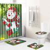 Christmas Shower Curtain Floor Mat Combination Four-Piece Set Bathroom Toilet Carpet Shower Room Mat Foot Mat