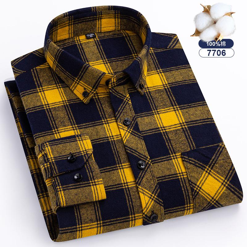 Plus Oversize 8xl Men's Flannel Shirts Men Long Sleeve Casual Comfortable Men's Plaid Shirt 100 Cotton Big Size Single Pocket