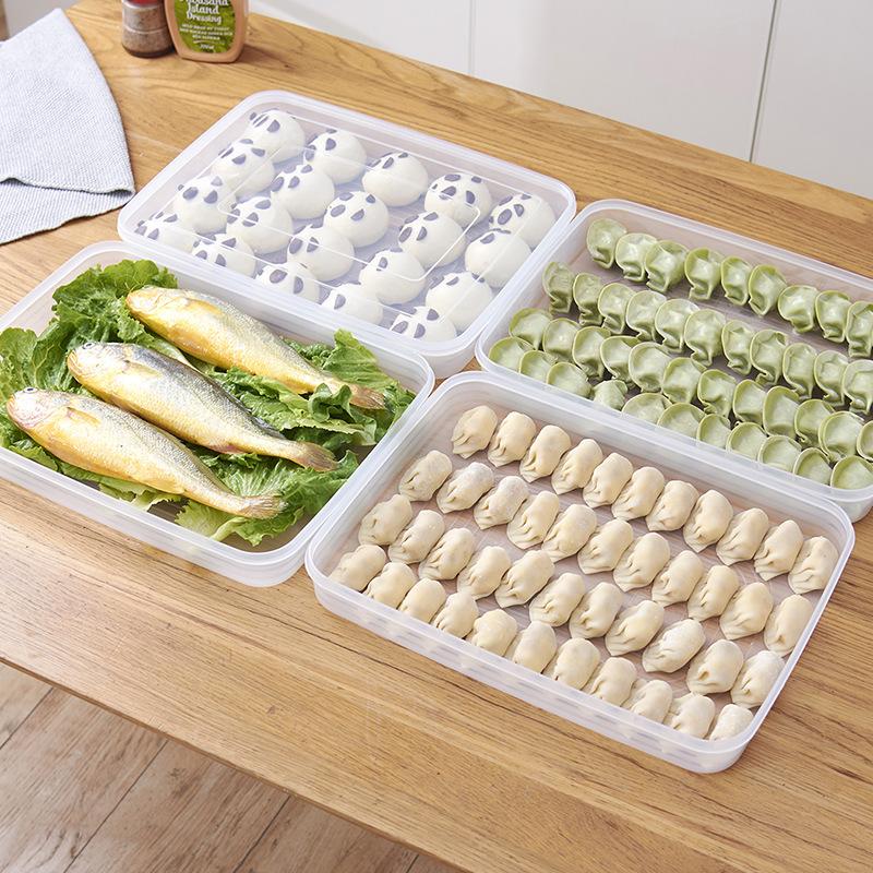 Kitchen Storage Box Refrigerator Organizer Transparent Food Containers Tray For Dumpling Fruits Vegetables Meat Cake