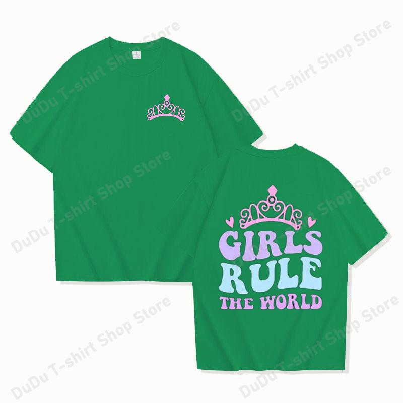 

New Girls Rule the World Print T Shirt Female Casual Short Sleeve Tshirt Women Fashion Queen Graphic Print Tops Tees 4XL