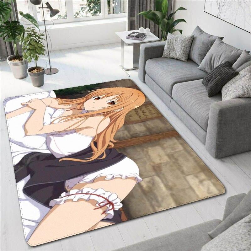 Sexy Asuna Cartoon Adult Carpet Living Room Bedroom Beautiful Large Carpet Balcony Bathroom Anti-slip Door Mat Birthday Gift