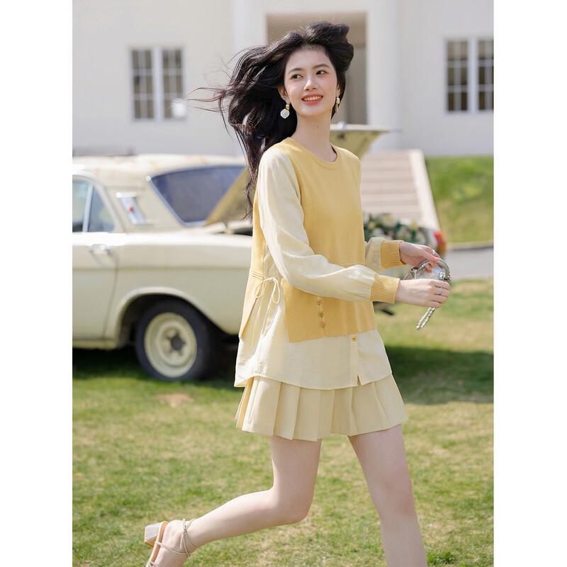 Spliced Irregular Knit Sweatshirt