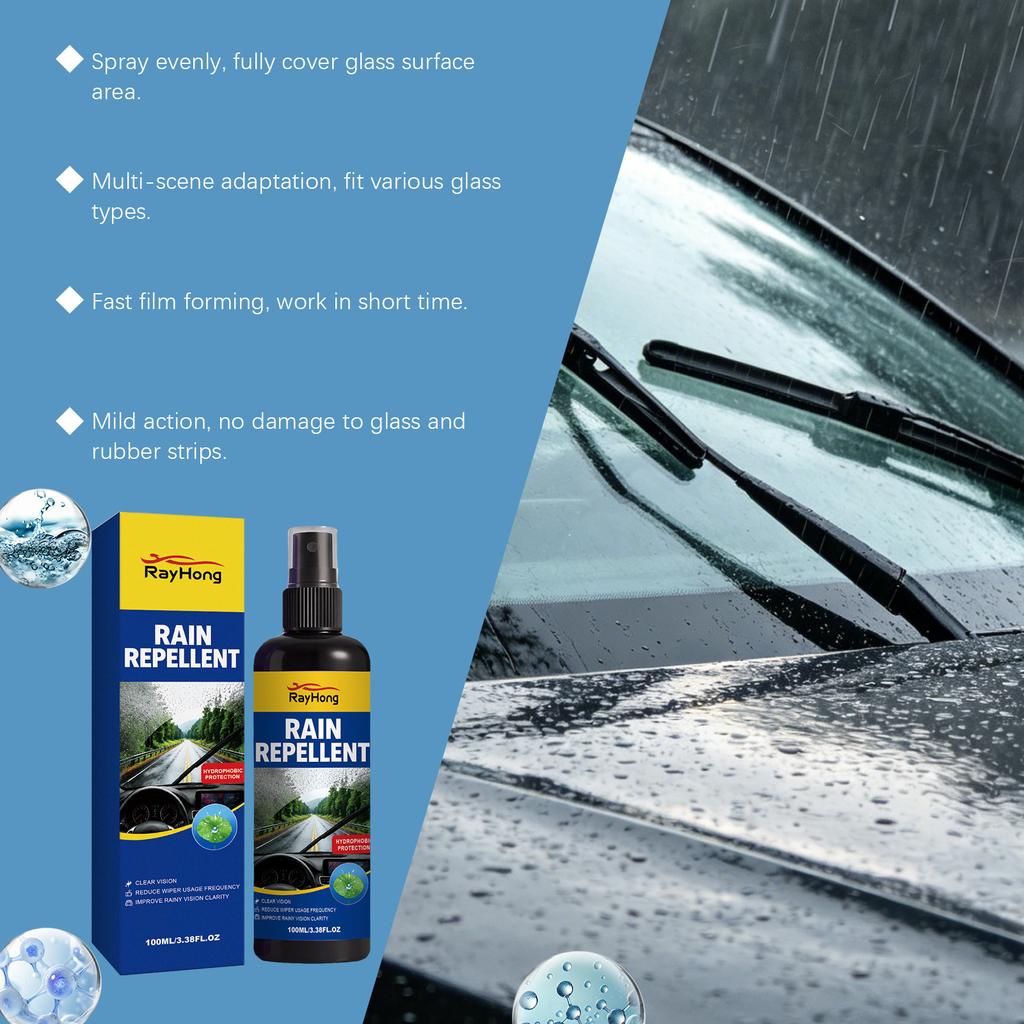 100ml Car Glass Rain Repellent Spray Windshield Rearview Mirror Anti Rain Agent Hydrophobic Coating Liquid Driving Vision Cleaner