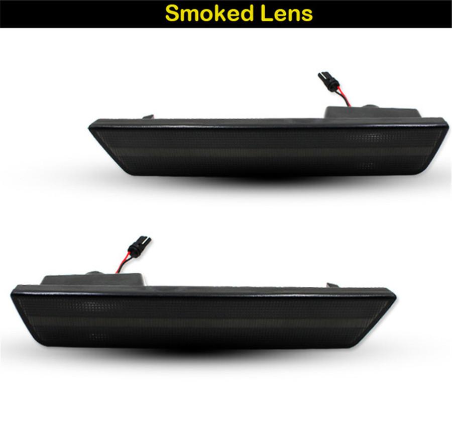 Smoked Rear Side Marker Lamps with Red LED Lights For 2008-2014 Dodge Challenger