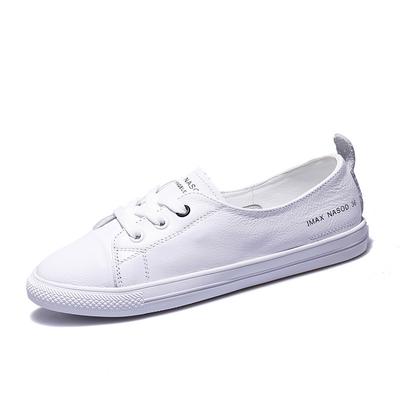 Women's Genuine Leather Sneakers Women Casual Fashionable Sports Shoes Vulcanized Woman Summer Flat Shoe Ladies White Lacingwg72