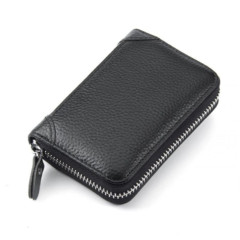 Women's RFID Multi-Slot Accordion Cowhide Card Holder with Anti-Theft Protection