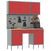 Workbench with Drawers 10 pcs Red Engineered Wood and Steel