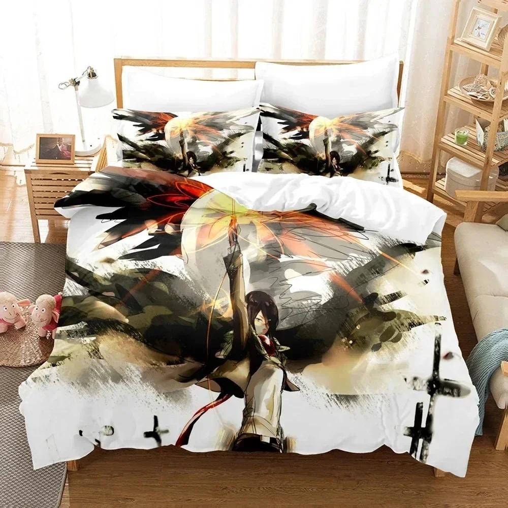 3D Attack on Titan Final Season Bedding Set Duvet Cover Sheet Printed Bed Set Pillowcase Full Queen King Size Comforter Bedroom