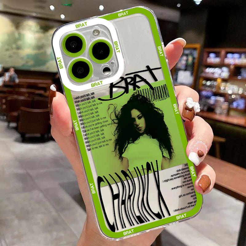 C-Charlis XCX B-BRAT Brat 360 365 Phone Case For iPhone 16 15 14 13 12 11 Mini Pro Max X XR XSMax 7 8 Plus SE Transparent Cover iPhone 13