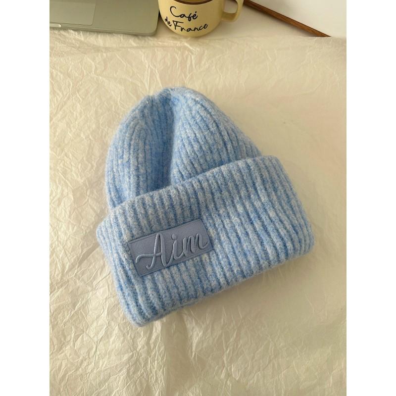 2026 Winter Knit Beanie Hat Women Men - Warm Oversized Cable Cap With Embroidered Letter Foldable Unisex Skull In