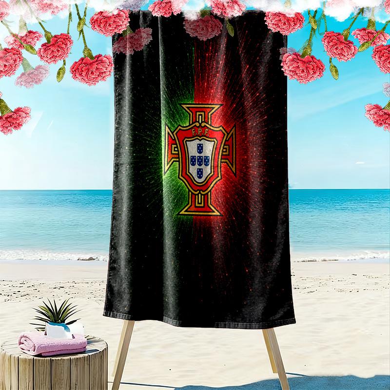 Portugal Football Print Beach Towel, Large Soft Quick Dry Towel for Beach Camping Swimming