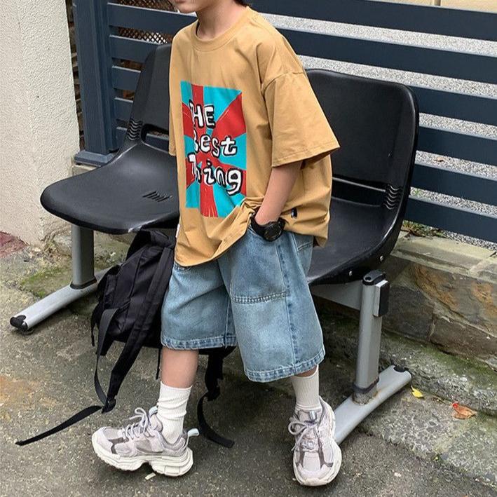 Kalhoty Dětské džínové šortky Letní chlapecké tenké kalhoty Volné ležérní tříčtvrteční kalhoty Chlapecký trend