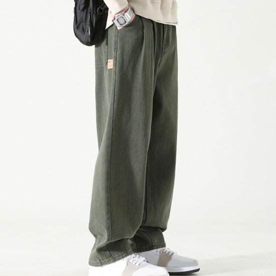 Pantalones de trabajo para hombre, pierna ancha, estilo Retro, transpirables, versátiles, largos, sueltos, de Color sólido, pantalones rectos que combinan con todo
