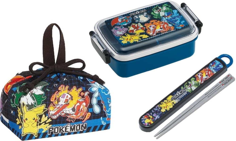 Skater Character 25 Antibacterial Dishwasher Safe Soft Lid Tight Lunch Square 450ml Lunch Chopsticks and Chopstick Case Lunch Drawstring and Locking