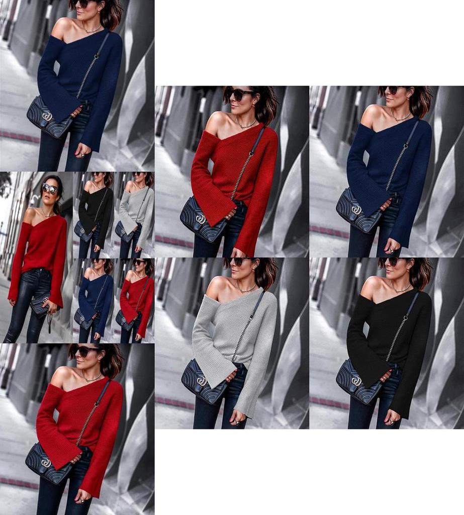 Elegant Women Fashion One Off Shoulder Blouse Shirts Top Long Sleeve Pullover Tops For Effortless Style