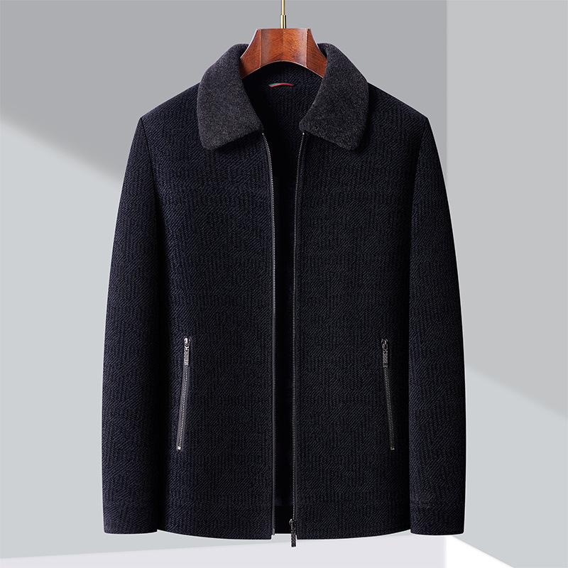 Fleece Thickened Men's Jacket Winter Daddy Lapel Warm Fashion Business Casual