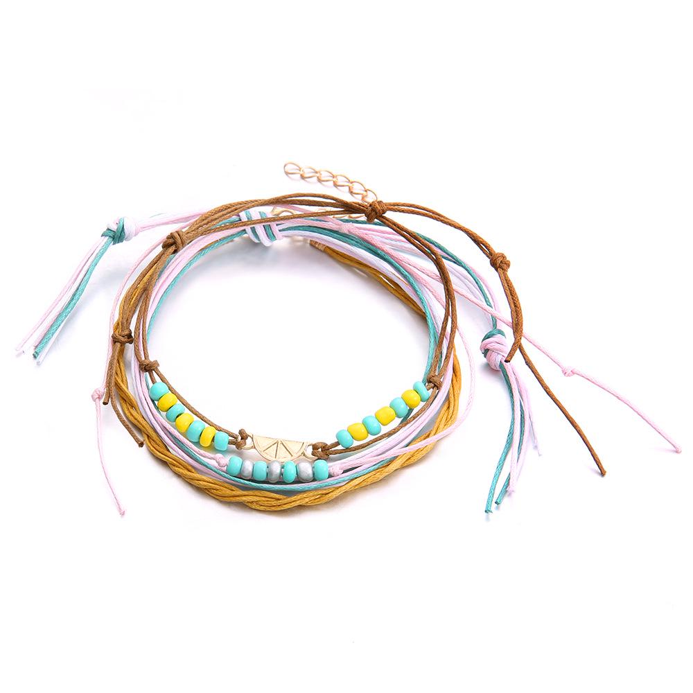 Colorful Multi-Layer Beaded Rope Anklet - European and American Summer Fashion Jewelry