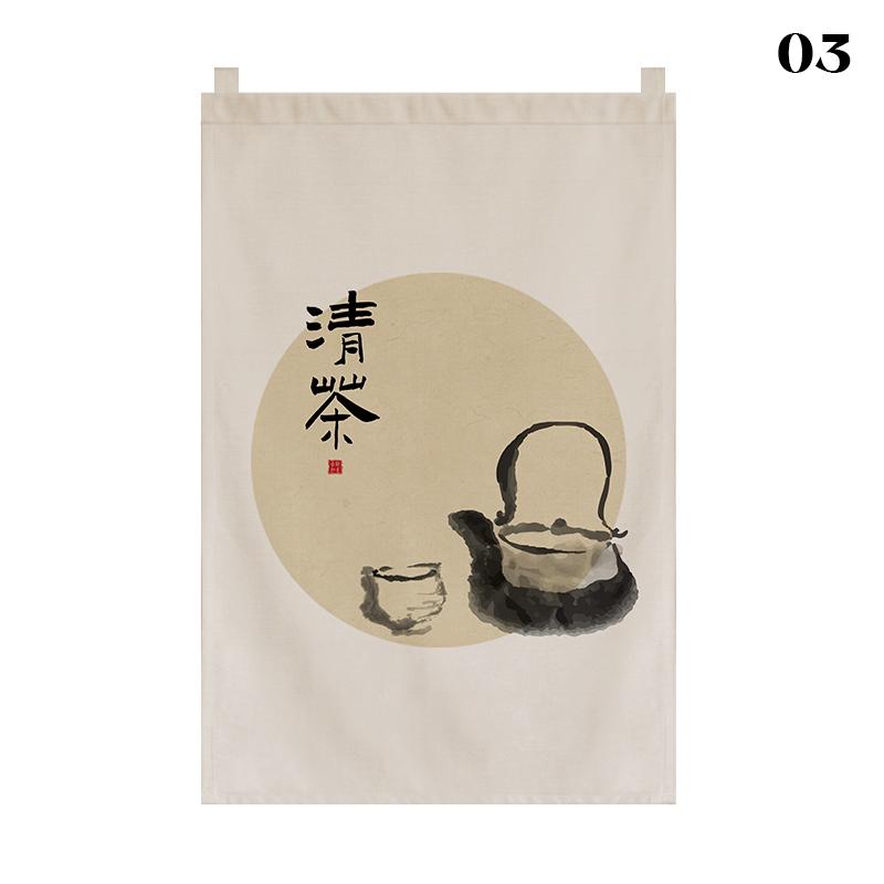 Chinese Style Short Door Curtain Drapes Kitchen Partition Restaurant Tea House Hanging Curtain Pennant Izakaya Decor Shop Sign