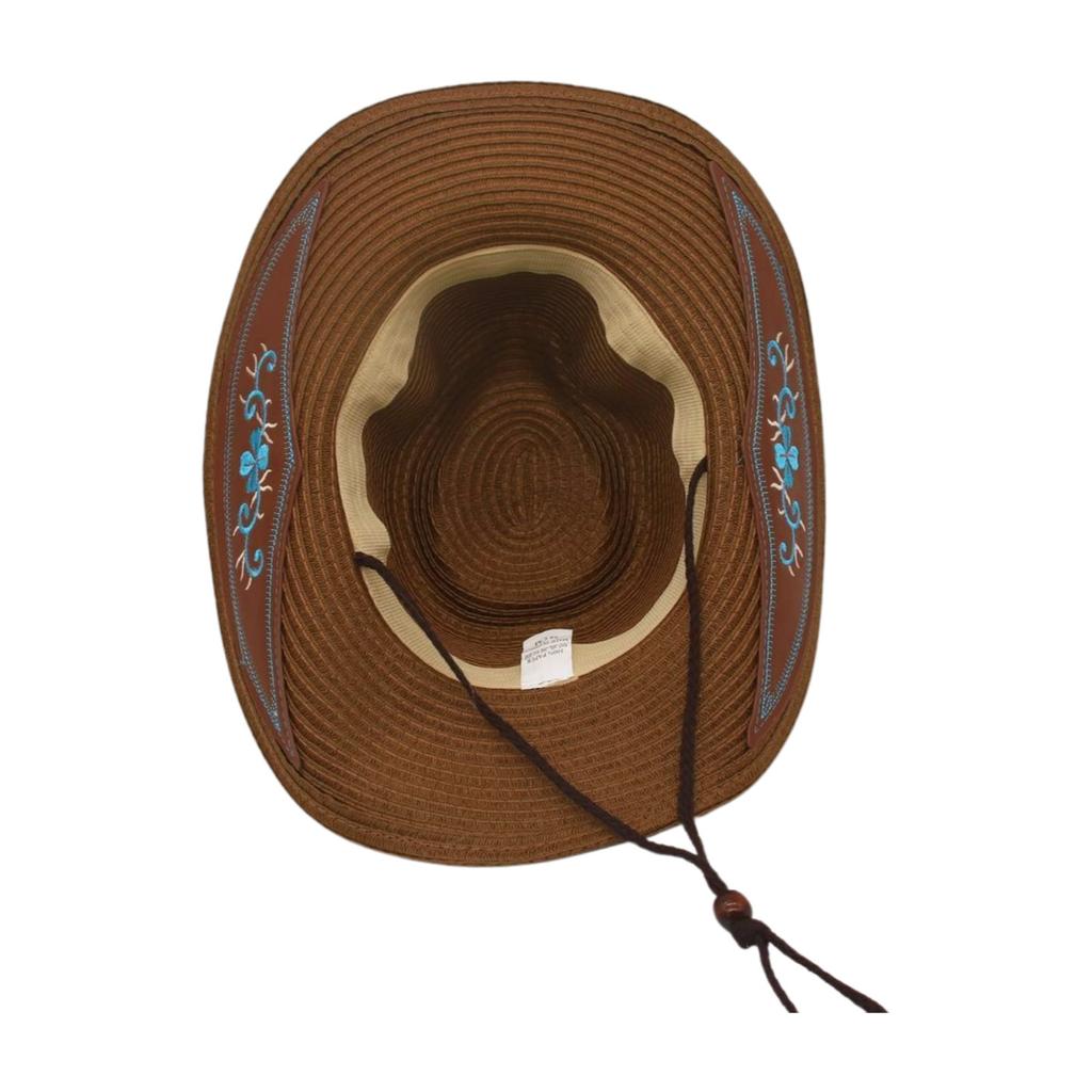 Prairie Vacation Travel High-End Sense Woven Straw Hat Retro Ethnic Style Hand-Embroidered Sunscreen Windproof Straw Hat