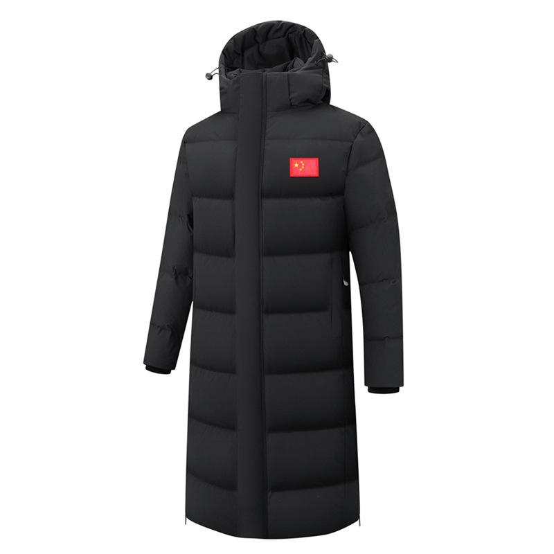 

90% White Duck Down Parent-Child Long Winter Sports Academy Logo Knee-Length Jacket 6XL (220-255 Jin) чорний