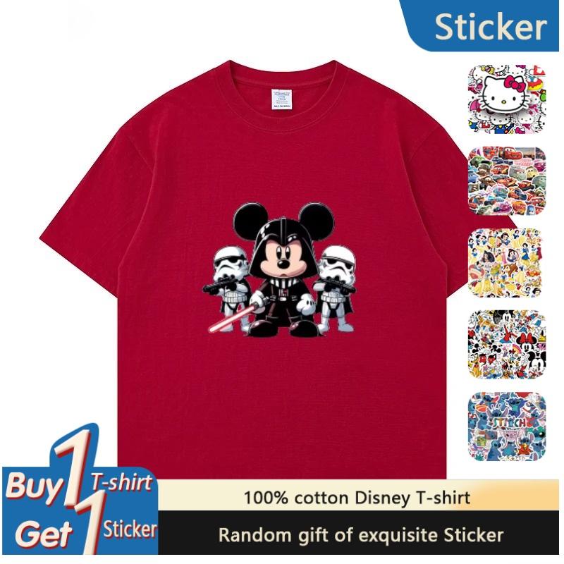 

Лето 2025 Дисней Микки Маус 100% Хлопок Футболка Повседневный Топ для Мужчин и Женщин Свободный Короткий Рукав Дышащий S
