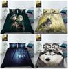 3D Wolf Patroon Quilt Cover Kussensloop 2 of 3 Stuks Huishoudelijke Beddengoedset Eenpersoonsbed Tweepersoonsbed Volledige Maat Wasbaar Beddengoed Decoratie