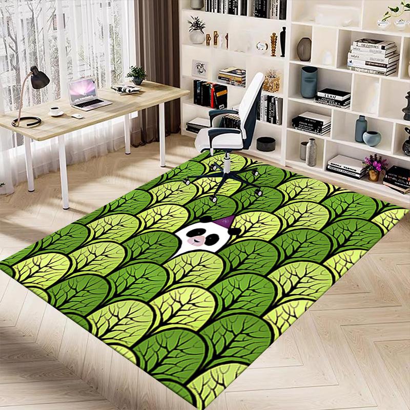 1PC Panda Leaf Extra Large Non Slip Floor carpet, Office, family, bedroom Large Area Rug Indoor Rugs, Vibrant Colors