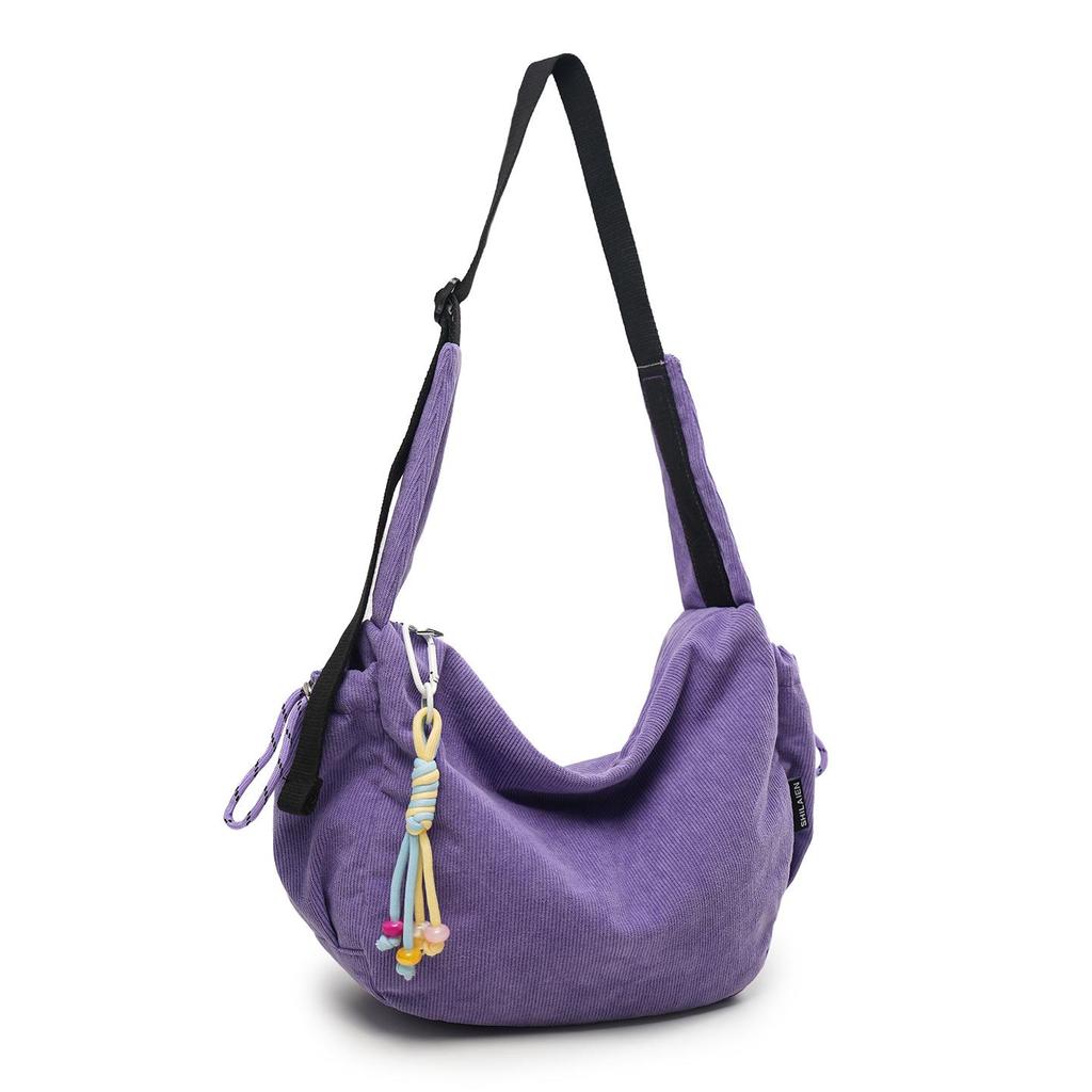 Korean Style Large Capacity Corduroy Shoulder Crossbody Bag - Simple & Fashionable Underarm Design