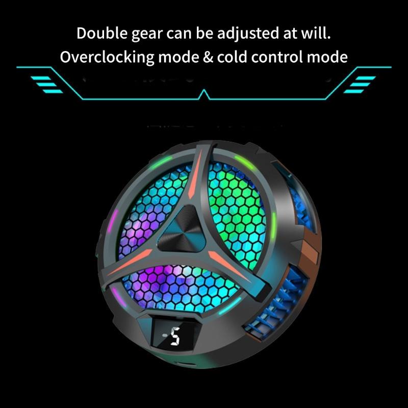 Double Mode Cooling System Digital Display Heatsink for Phone Tablet Portable Magnetic Cooling Fan with Light