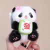 Panda Holding Flowers Keychain Cute Plush Stuffed Animal with Knitted Bouquet