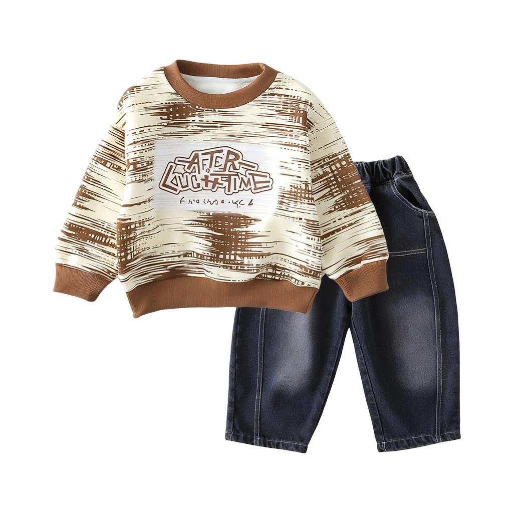 Kids Casual Long-Sleeve Set, Comfortable Daily Wear Outfits