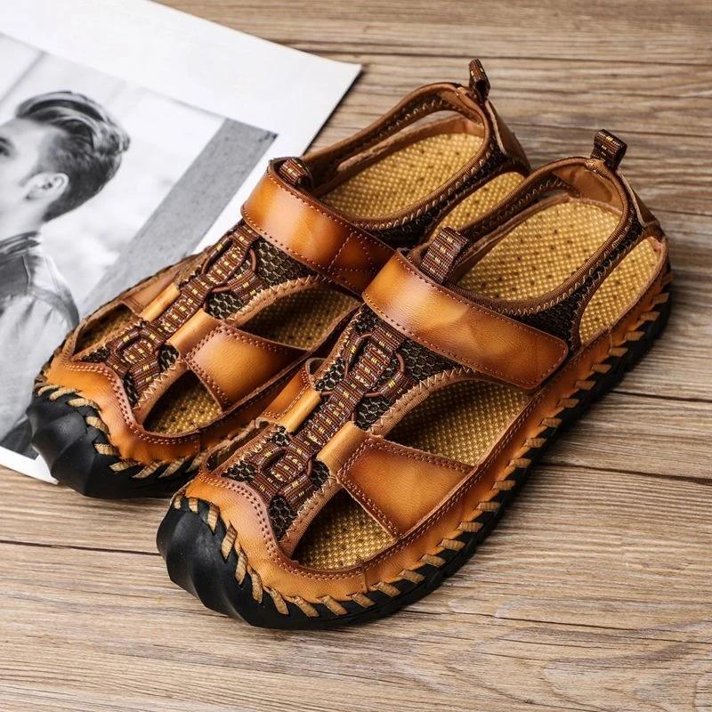 

Fashion Beach Man Sandals Hole Genuine Leather Luxury Designer Adult High Quality Casual Expensives Open Toe 2025 Eva 39 H Shoes for Men 48