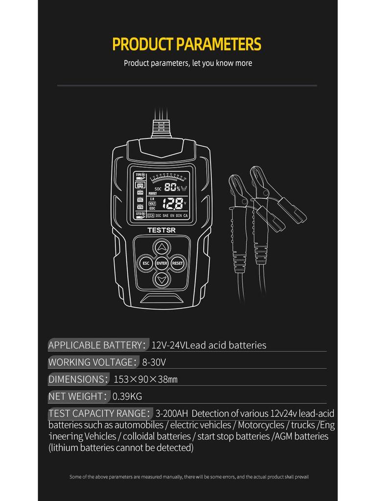 EFAST 12V/24V Battery Life & Internal Resistance Tester for Cars & Motorcycles