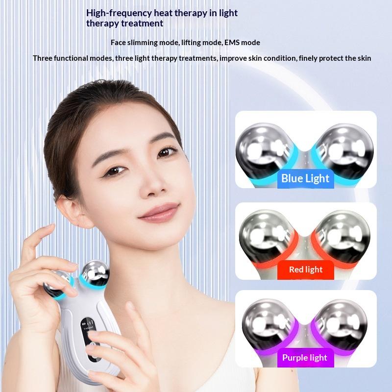 Microcurrent Face Massager With Dual Metal Heads Ems Facial Device For Skin Care And Contouring Use At Home Or Salon