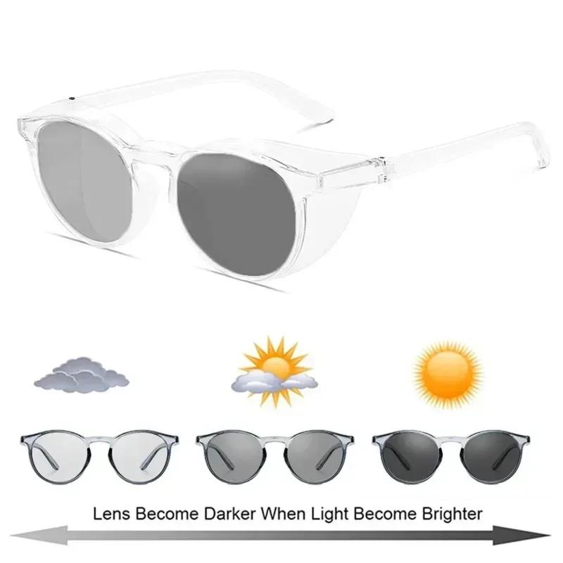 Protective Photochromic Lens Sun Glasses with Side Shields Blue Light Blocking Anti-allergy Anti Fog Wind Splash Goggles