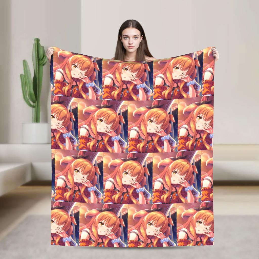Umamusume Pretty Derby Mejiro Blanket Fleece Autumn/Winter Portable Lightweight Throw Blanket for Bed Bedroom Rug Piece