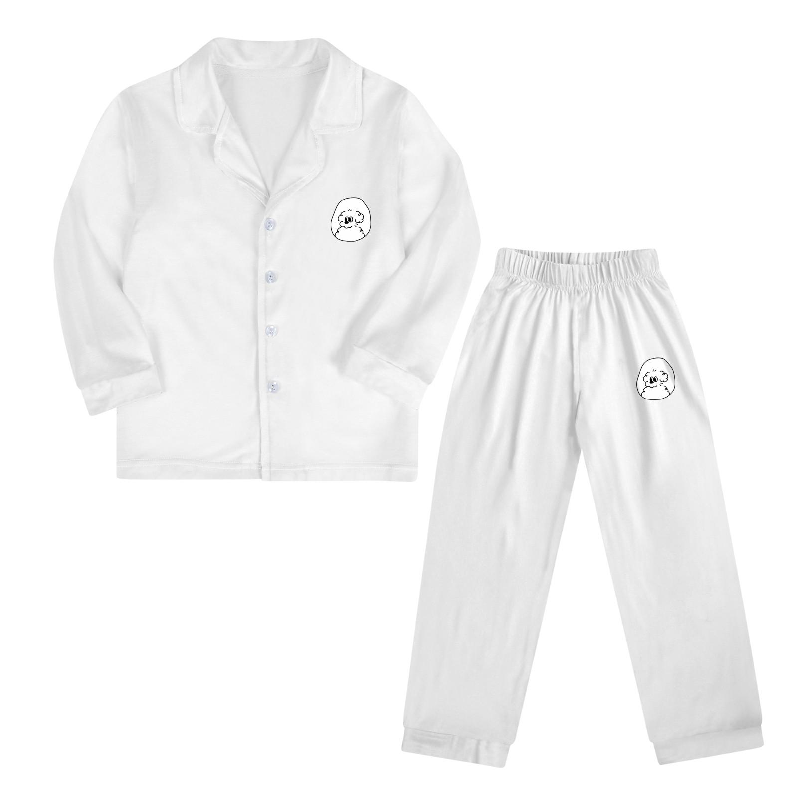 

Детский костюм из двух частей с принтом, топ с длинными рукавами и пуговицами, широкие брюки, комплект пижамы, домашний повседневный костюм 160 белый