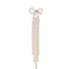 Fashion rhinestone bow tassel earrings versatile evening micro-inlaid zircon earring accessories for women silver