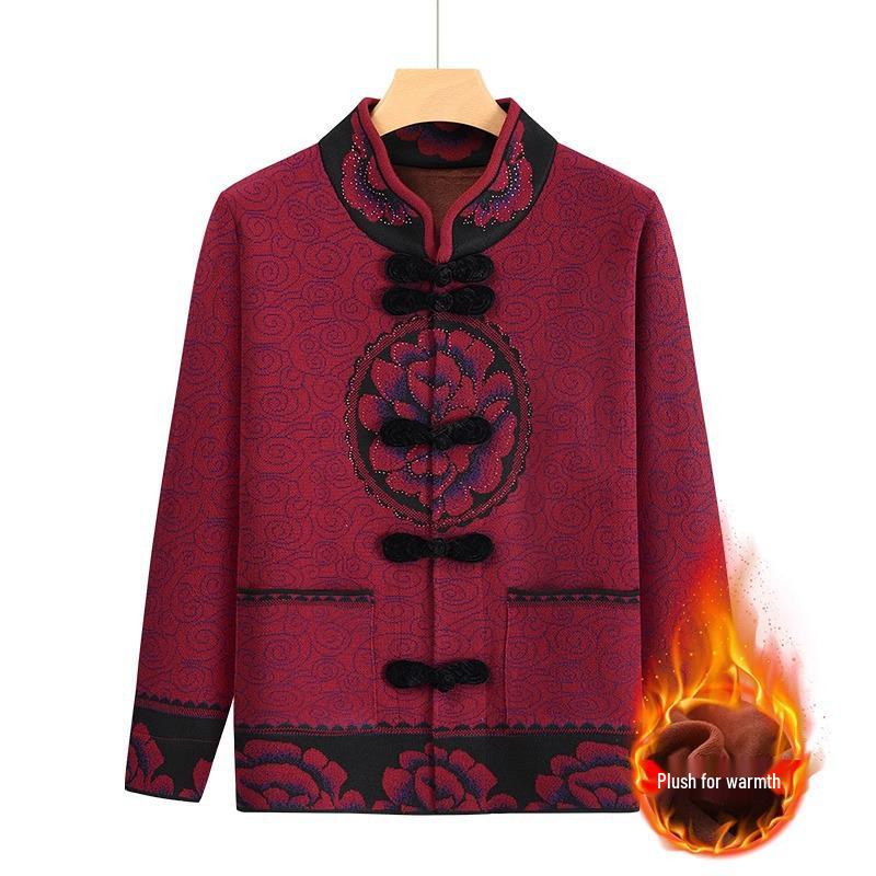 60-Year-Old Women's Tang Suit Jacket - Grandma's Longevity Birthday Cardigan