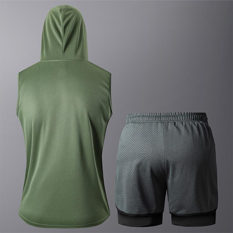 Tank Top + Shorts Sets Men Summer Tennis Activewear Running Basketball Training Wear Sleeveless Vest 2 Pcs Tracksuit