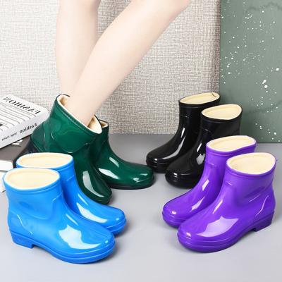 Fashion and Leisure Women's Short Water Shoes Rain Shoes Women's Winter Warm Rain Boots Non-slip and Wear-resistant Kitchen Velvet Rubber Shoes
